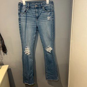 Ripped American Eagle Kick Jeans - 12